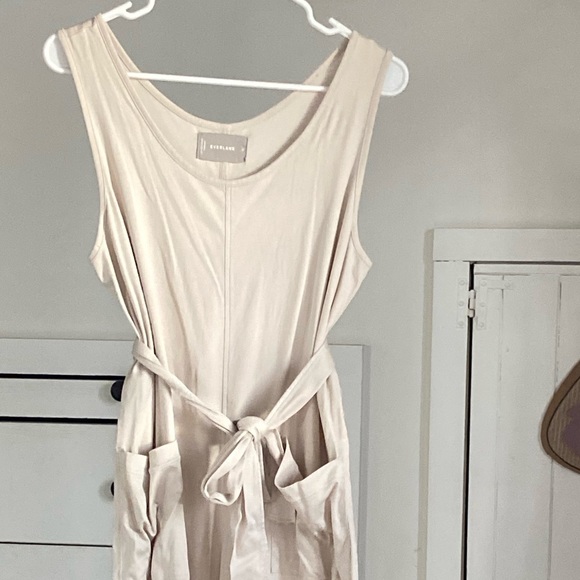 Everlane Scoop Neck Wide Leg Jumpsuit in Cream - Picture 2 of 4